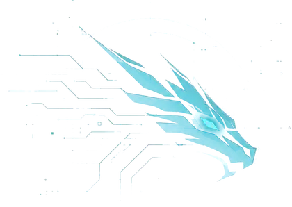 The Syrax dragon mark: a dragon's head in profile, drawn in circuit traces